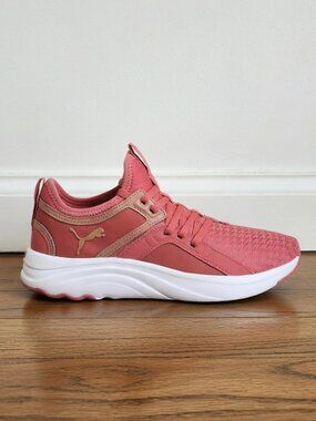 Puma Softride Sophia Shine Black Rose Gold Women's Sneakers Size 7 New